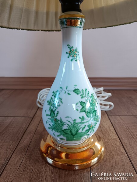 Herend green lamp with Indian basket pattern