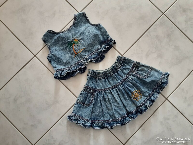 Fairy ruffled denim skirt with vest - girl's dress - size 92