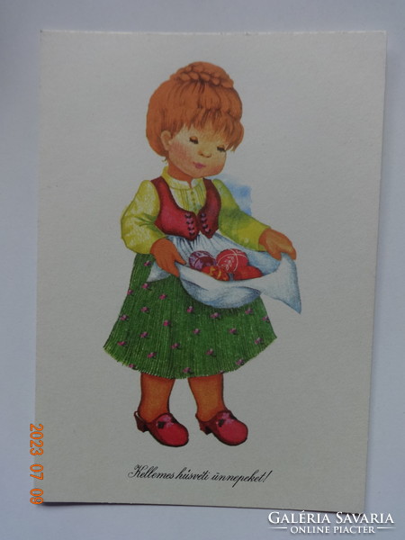 Old graphic Easter postcard - drawing by Paula Hernád