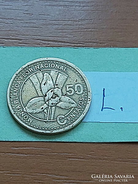 Guatemala 50 centavos 1998 nickel-brass monja blanca flor nacional #l