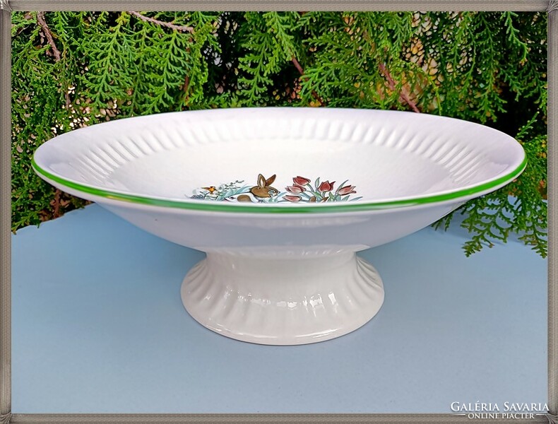 Rare old victorian earthenware serving bowl with Easter bunny pattern