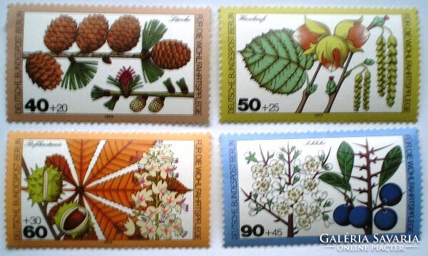 Bb607-10 / germany - berlin 1979 public welfare : forest flowers, fruits stamp set postal clean