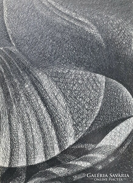 Shell, 1972 (pencil drawing) with unsolved signature, hard? Kazinczy? - 1970s, abstract