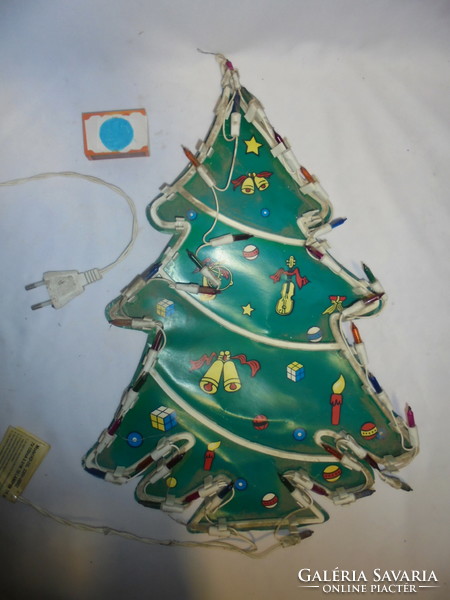 Retro világító karácsonyi ablakdísz - karácsonyfa forma