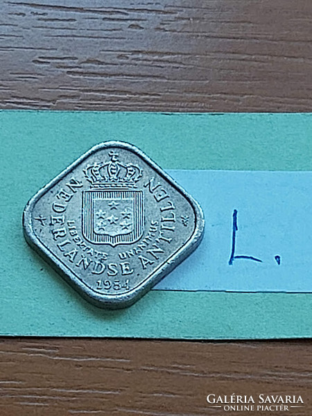 Netherlands Antilles 5 cents 1984 copper-nickel, square, #l