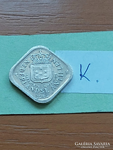 Netherlands Antilles 5 cents 1985 copper-nickel, square, #k