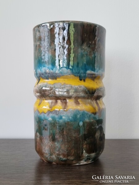 Erzsébet Fórizsné Sarai industrial art ceramic vase - with bright colors