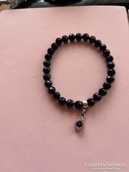 Thomas sabo obsidian bracelet with silver pendant