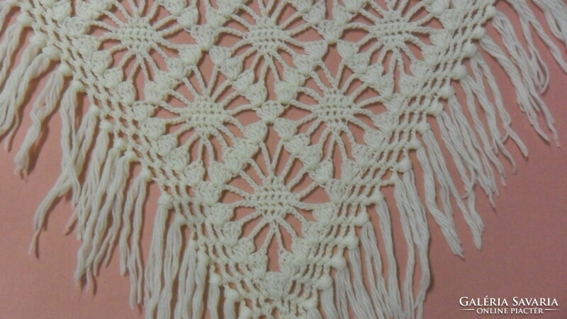 Unique handmade product! Crochet butter colored shawl 165 x 85 + 15 cm fringe.