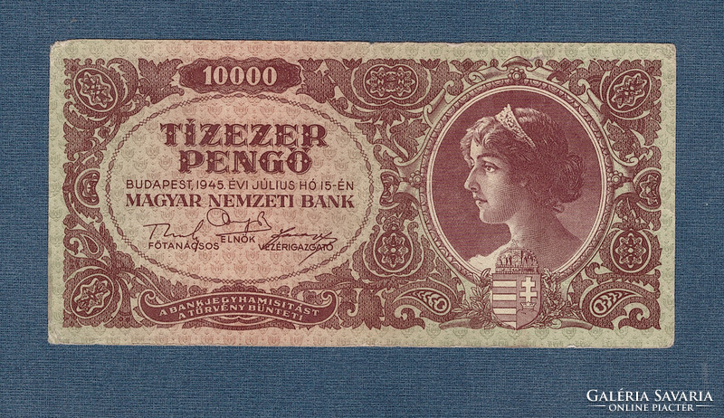 10,000 Pengő 1945 without dezma stamp