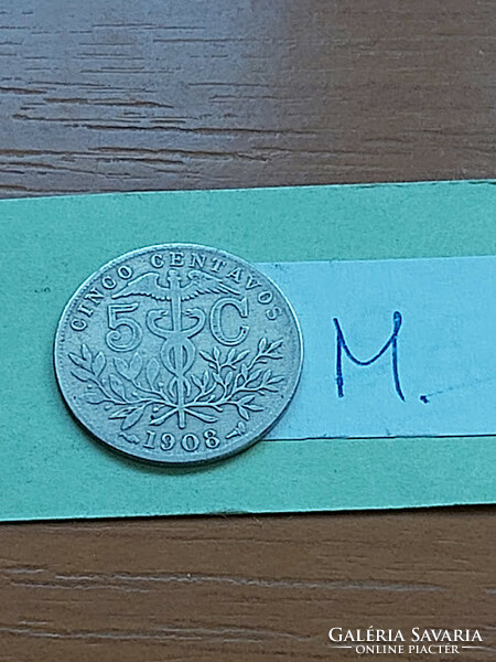 Bolivia 5 centavos 1908 copper-nickel #m