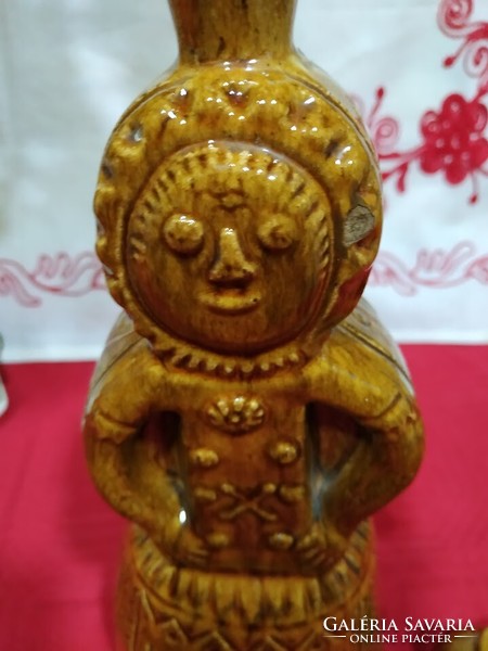 Karcagi glazed earthenware drinking figure
