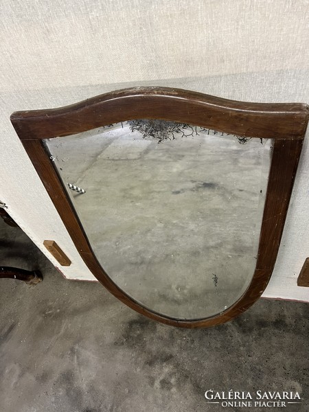 Art deco wall mirror with wooden frame, size 96 x 58 cm. 9022