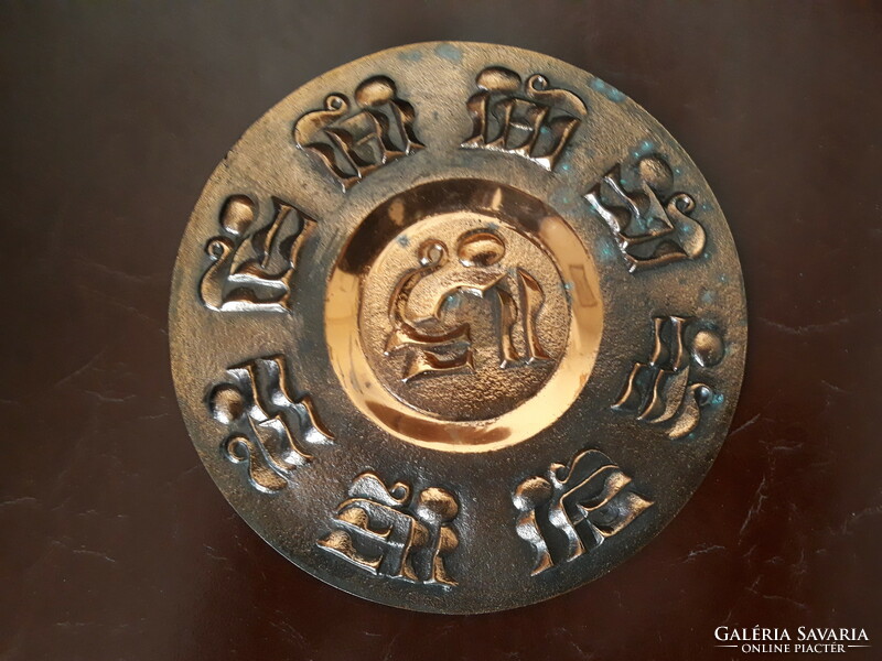 Hungarian applied arts bronze wall plate, wall decoration