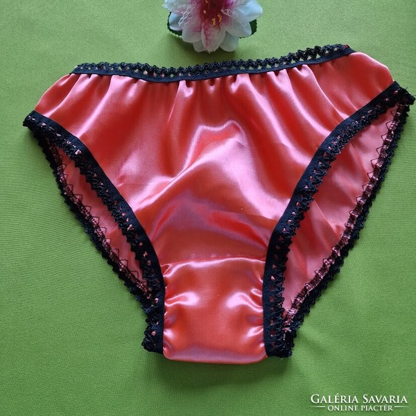 Fen005 - traditional style satin panties m/40 - coral/black