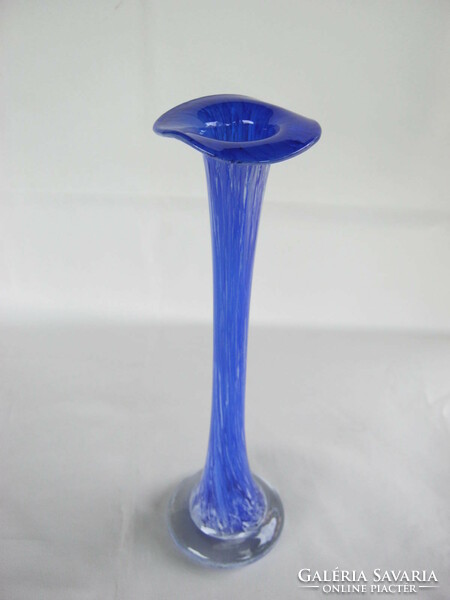 Karcsú kék üveg váza 30 cm