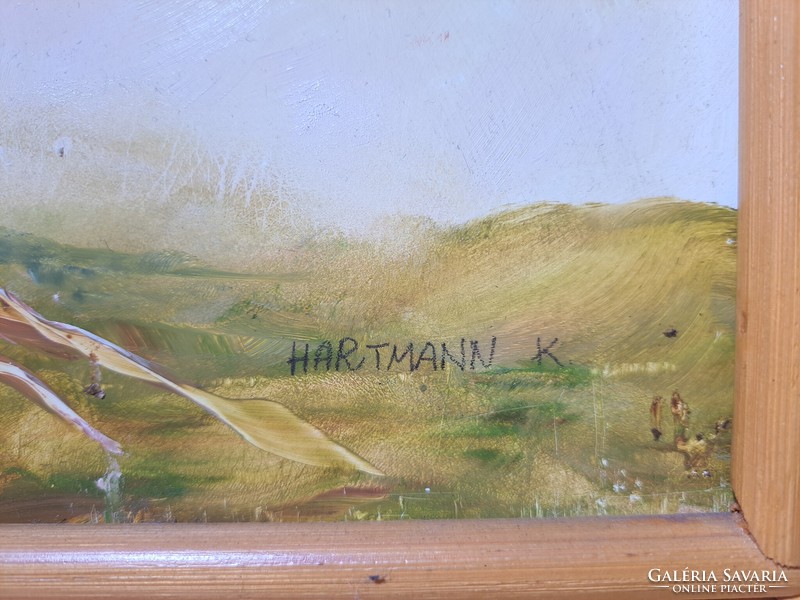Hartmann Kitty: Magányos fa (festmény bambusz keretben) Szász Endre tanítványa - kortárs női festő