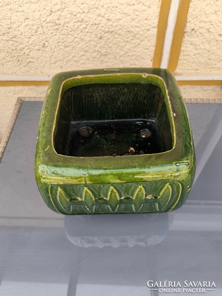 Green glazed Zsolnay pyrogranite bowl