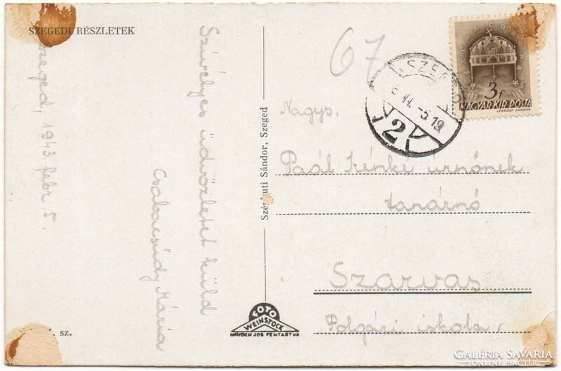 C - 249  Futott képeslap  Szeged - részletek  1943  (Weinstock fotó)
