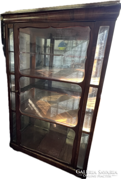 Biedermeier glass display case, made of wood, in good condition.