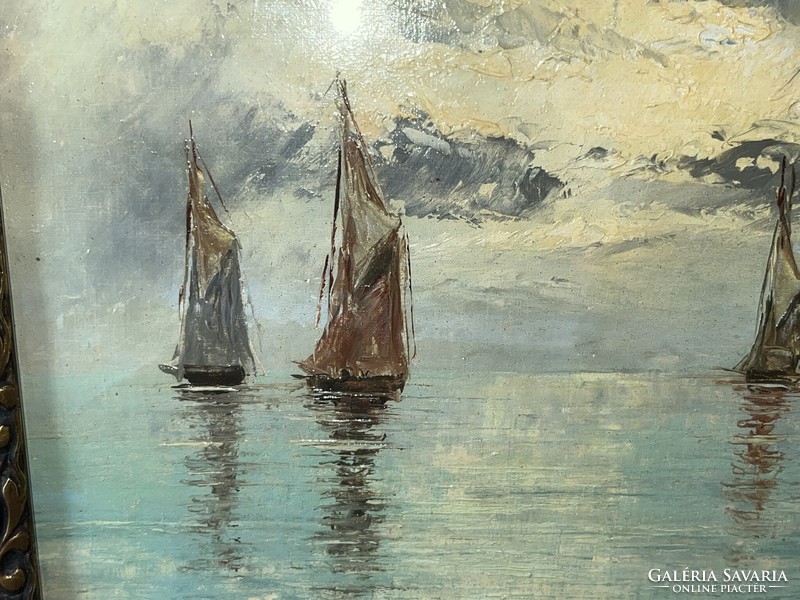 Vitorlások a tengeren Fratuli festmény 1934 (K0021)