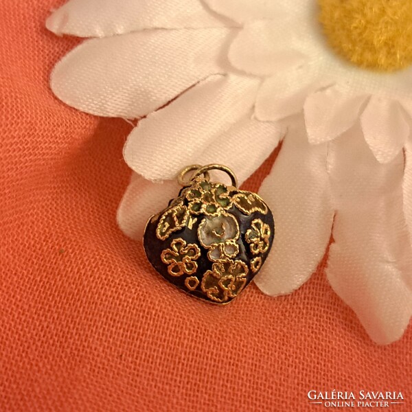 Gold-plated enamel pendant, fabulous. 2 cm