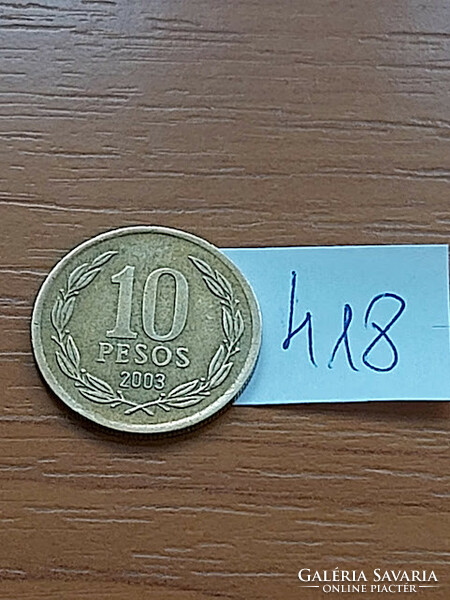 Chile 10 pesos 2003 nickel-brass bernardo o'higgins #418