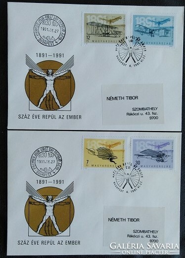 FF4101-4 / 1991 100 éve repül az ember bélyegsor FDC-n
