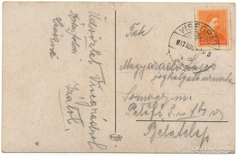 C - 279  Futott képeslap  Visegrád - Látkép a Salamon toronnyal  1937 (Divaldy fotó)