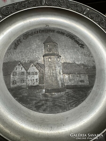 Pewter decorative wall plate