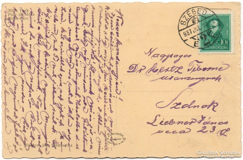 C - 303 printed postcard Szeged - móra park 1937 (barasits photo)