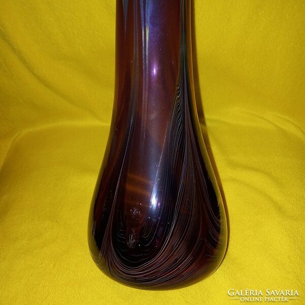 "Loetz ? ! ". Loetz stílusú, jelzett, gyönyörű irizáló nagy üveg váza.