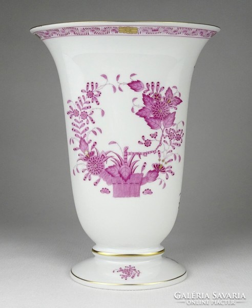 1Q671 Lila indiai kosár mintás Herendi porcelán váza 22.5 cm