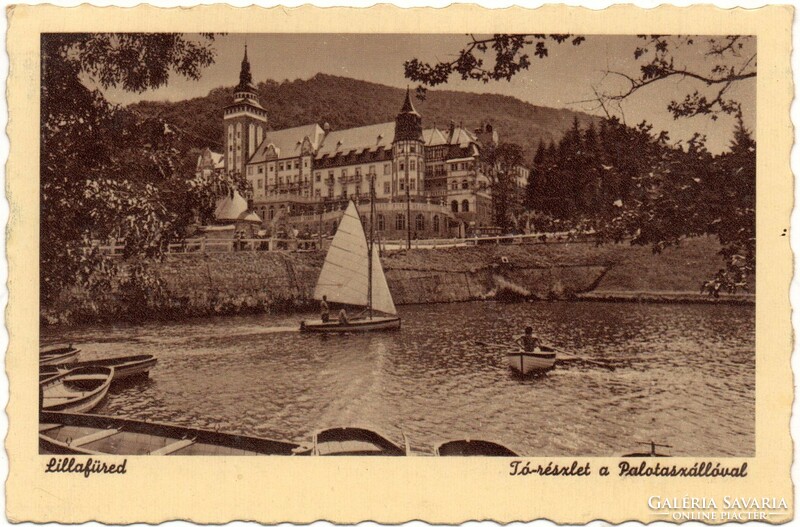 C - 252 running postcard Lillafüred - Lake Hámori with the palace hotel 1942 (Weinstock photo)