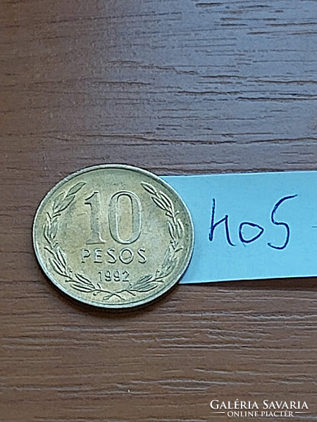 Chile 10 pesos 1992 nickel brass bernardo o'higgins #405