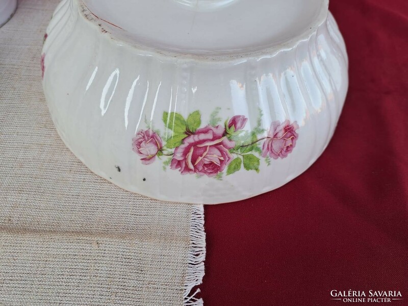 Zsolnay rózsás porcelán pogácsástál tál pörköltes köretes hagyaték porcelán