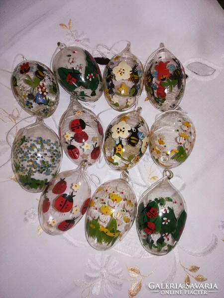 Hand-painted blown glass Easter eggs for sale