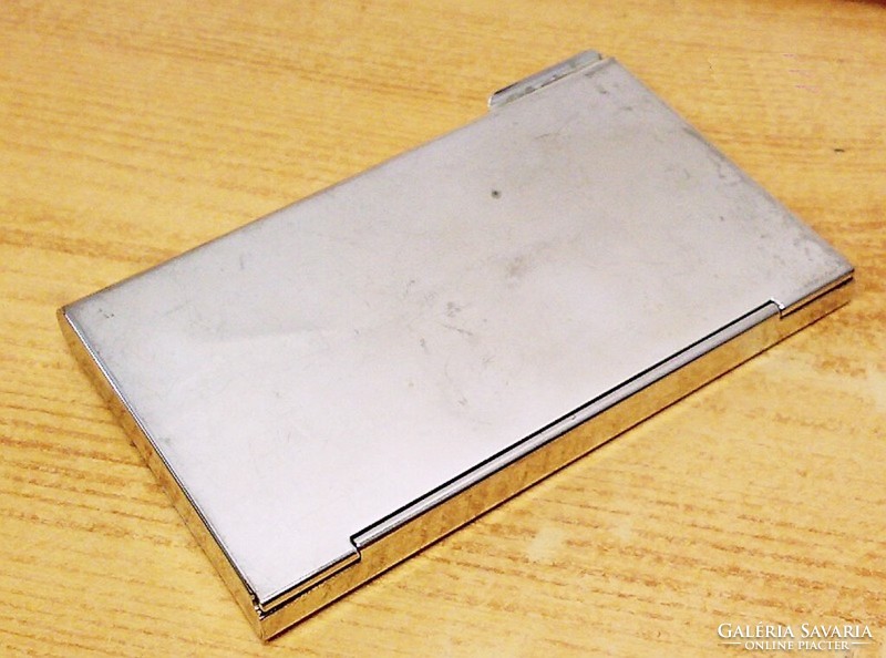 Silver-plated business card holder, b. With F. Logo, for businessmen for a stylish look