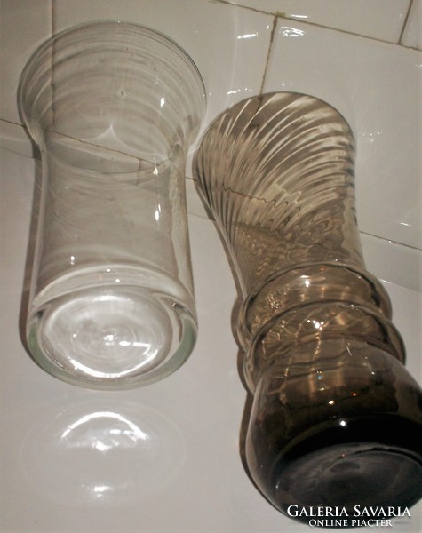 Vintage smoky glass vase, 24 cm, striking color, shape, design