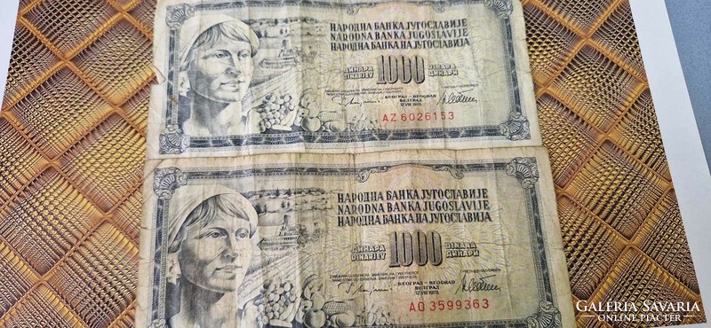 1000 Dinár Jugoszlávia, 2 db