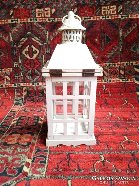Antique style white painted wooden lantern lamp candle holder candle holder mood lighting large 43 cm