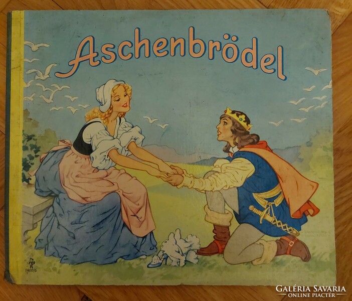 Aschenbrödel (Hamupipőke) német nyelvű régi lapozó, mesekönyv (Akár ingyenes szállítással)