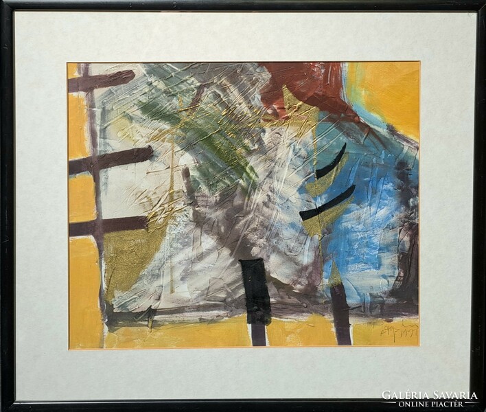 Contemporary modern picture with a unique technique - signed, unidentified - 1992