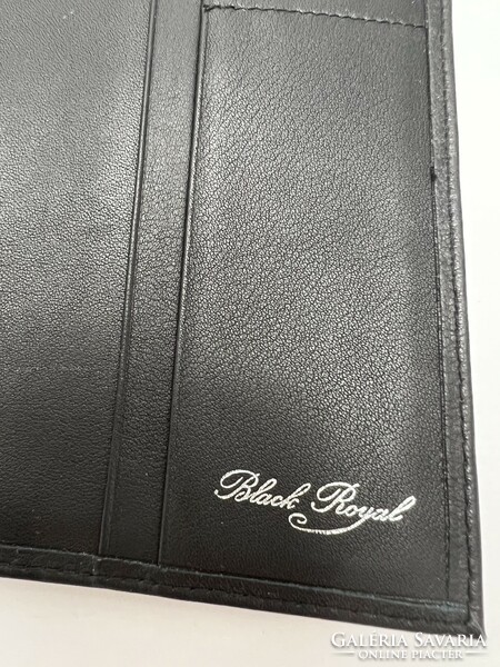 Black Royal fekete bőr pénz-, kártya-, irat tartó ajándék zacskóban