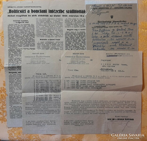 1944-45 Judaika, A Corvin áruház tervezőjének iratai