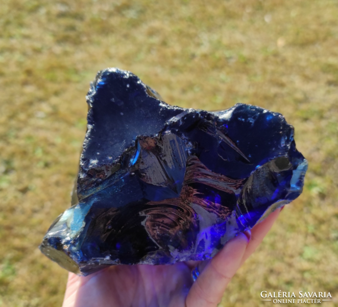 XXL andara glass rough - blue - height: 9cm - width: 14 cm - 1280g