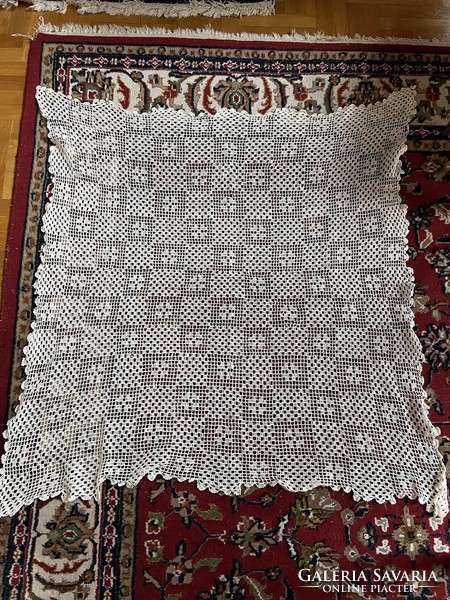 Vintage crochet lace tablecloth 90x87 cm