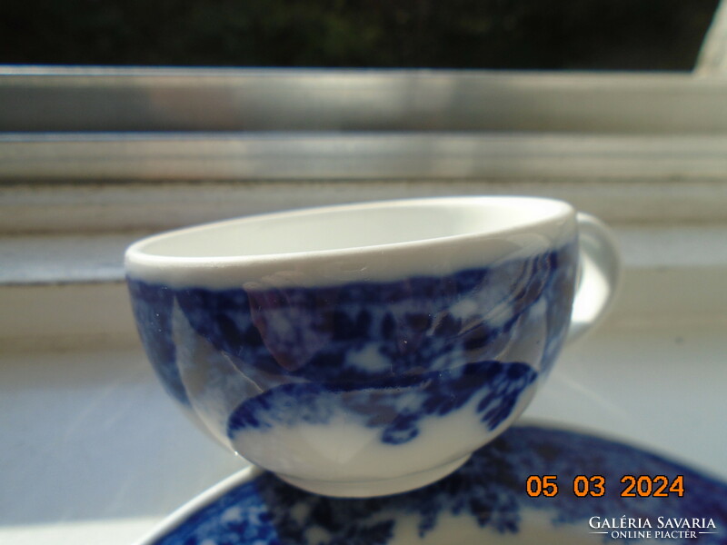 Dense cobalt flower pattern thick-walled coffee cup with a larger plate from the German company Bauscher Weiden