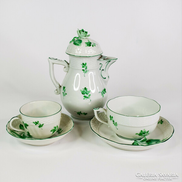Herend green rose pattern spout and coffee/tea cup