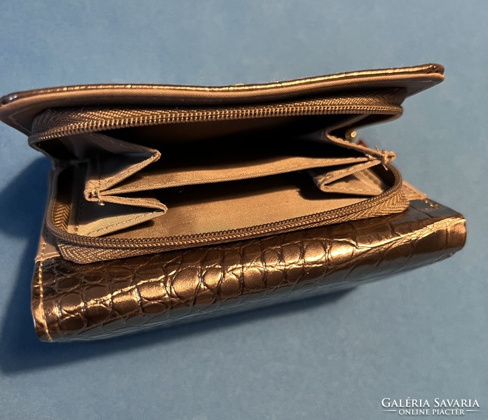 Női bronz metál teljesen új pénztárca ajándék dobozban és organza ajándék zacskóban